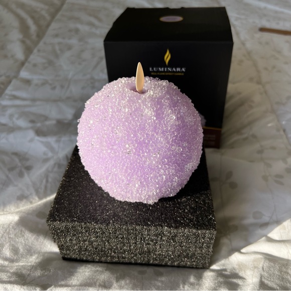 LUMINARA Lilac sparkly sphere real flame effect battery powered candle unscented - Picture 5 of 7